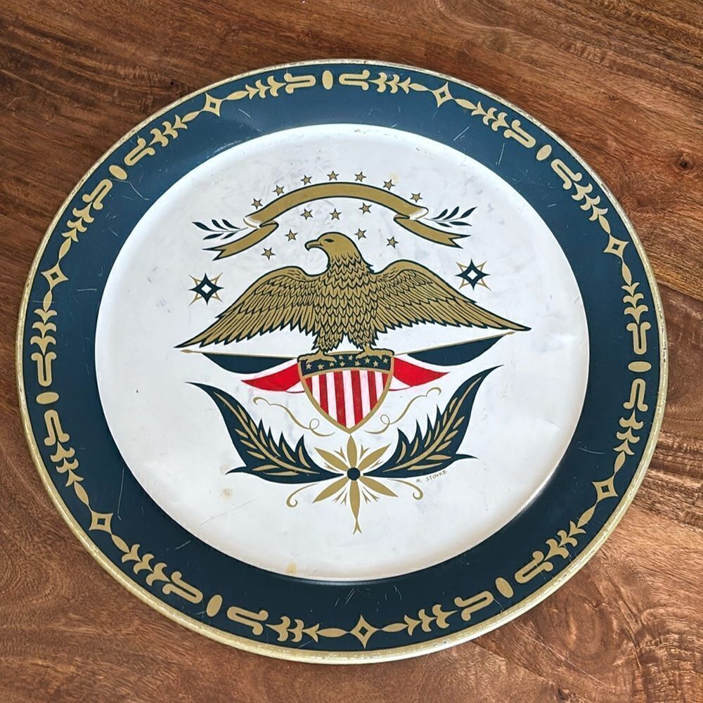 Mid century American eagle metal tray
